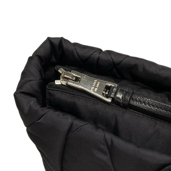 Auth PRADA - 1BG160 Black Nylon Leather Handbag - Picture 13 of 16